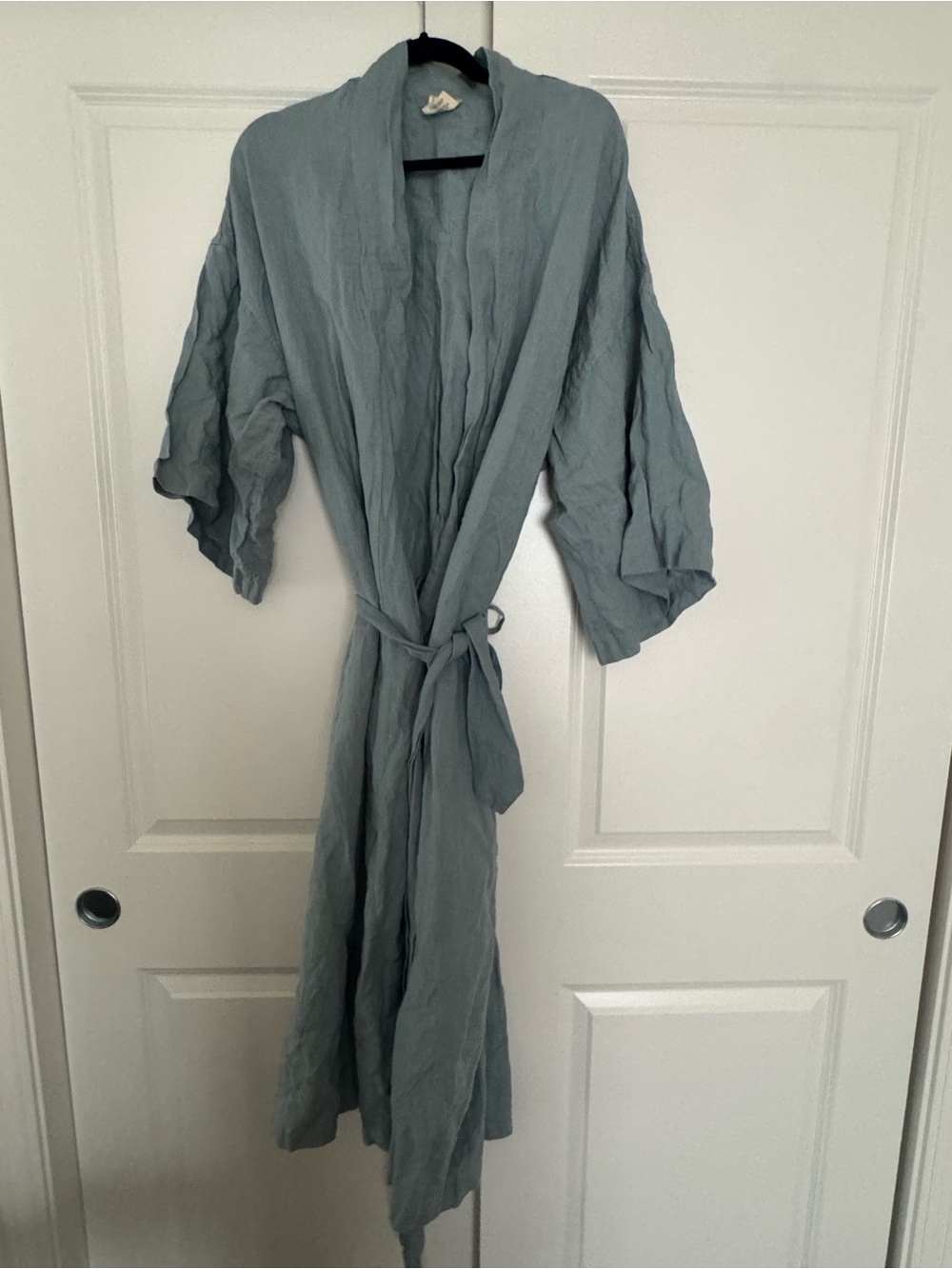 Deiji Studios 02 Linen Light Slate Blue Dressing Robe - Women's